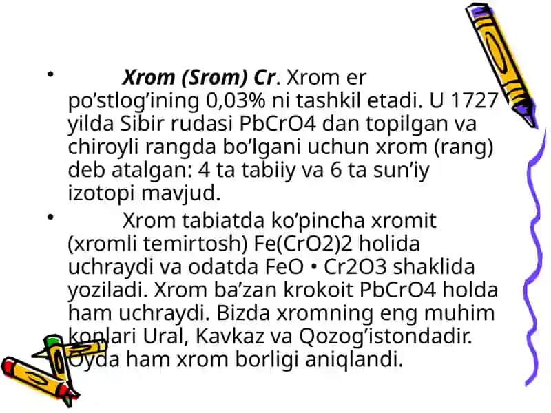 Xromning olinishi 4