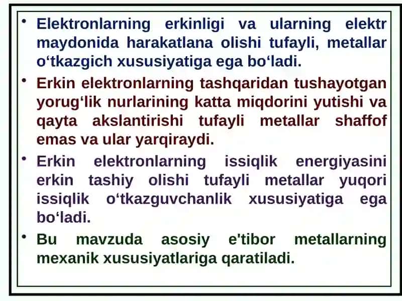 Metallar va nometallar haqida umumiy ma'lumot 4