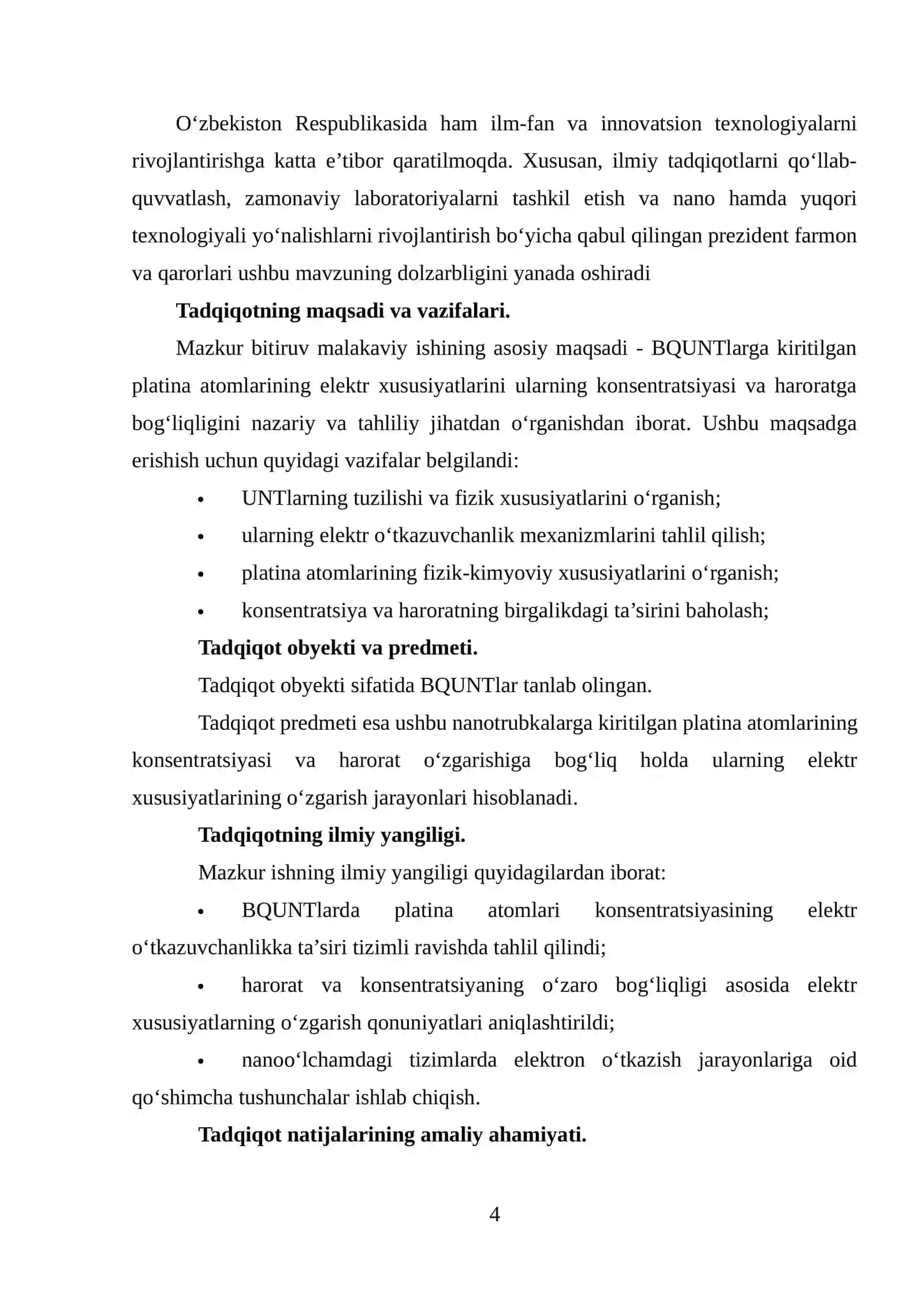 BIR QAVATLI UGLERODLI NANOTRUBKALARGA KIRITILGAN PLATINA ATOMLARINING ELEKTR XUSUSIYATLARINI UNING KONSENTRATSIYASI VA HARORATIGA BOG’LIQLIGINI O’RGANISH. 4