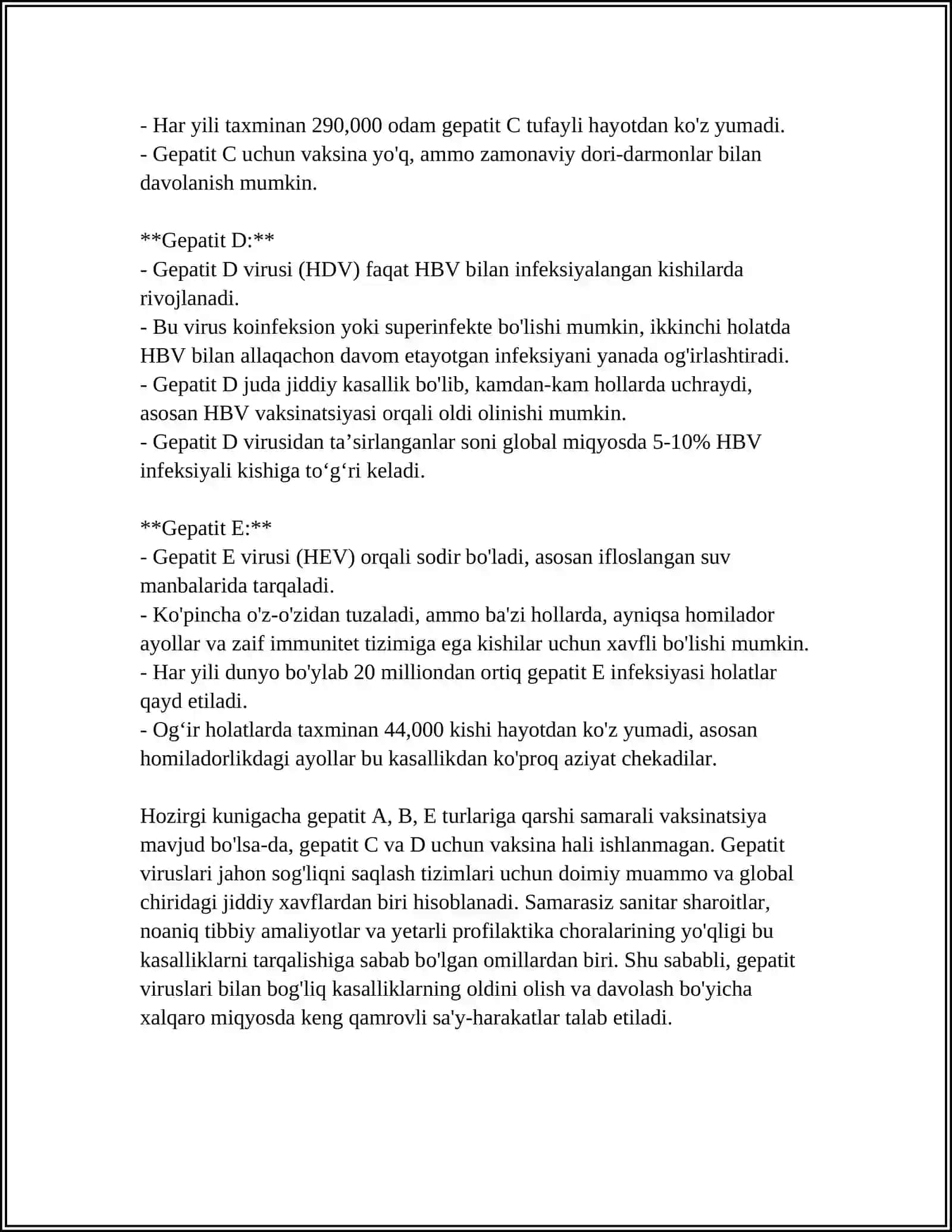 VIRUSLI GEPATITNING ETIALOGIYASI.GEPATITLI BEMORLARDA KASALLIKNING KLINIK SIMPTOMLARINI ANIQLASH 4