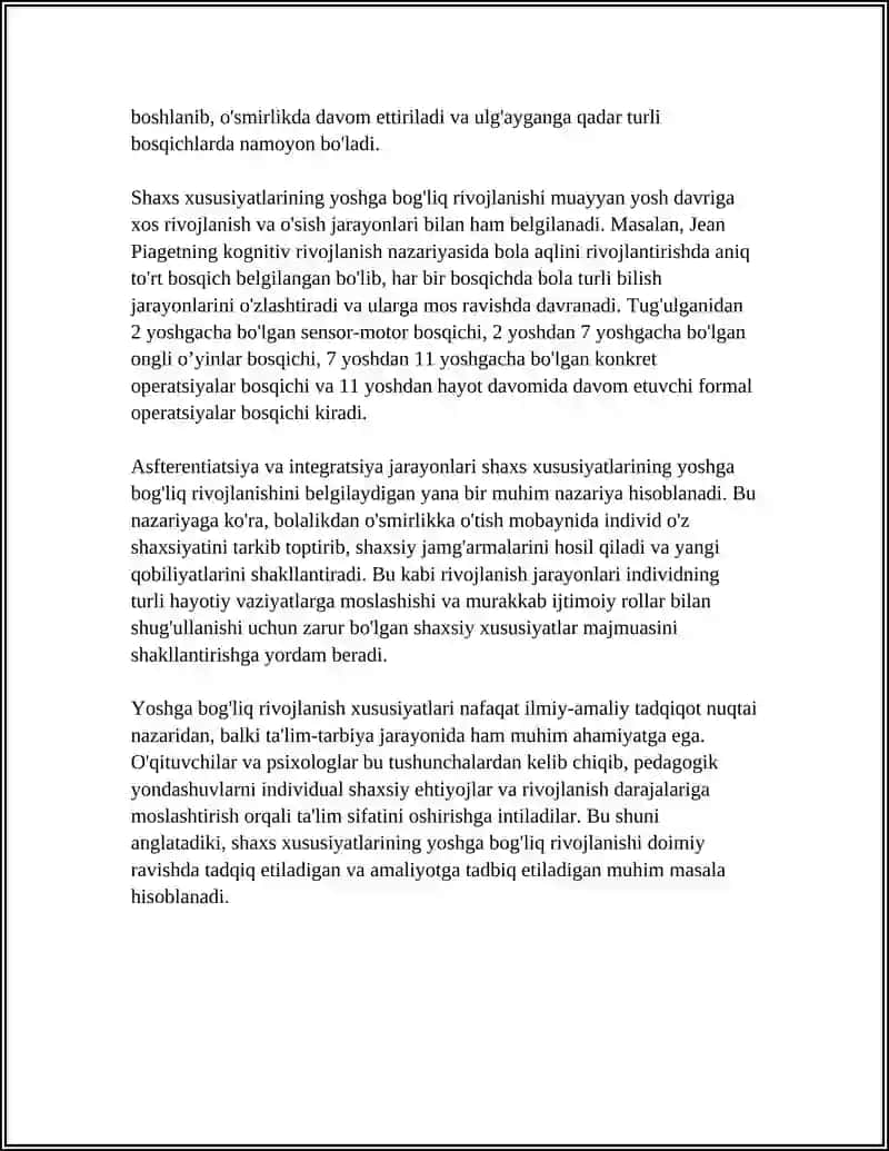 Yosh bilan Shaxs Xususiyatlarini Yoshga Bog'liq Rivojlanish Xususiyatlar 4