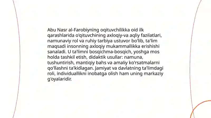 Sharq mamlakatlari allomalarining oqituvchilik kasbiga oid ilk qarashlari mavzusida 4