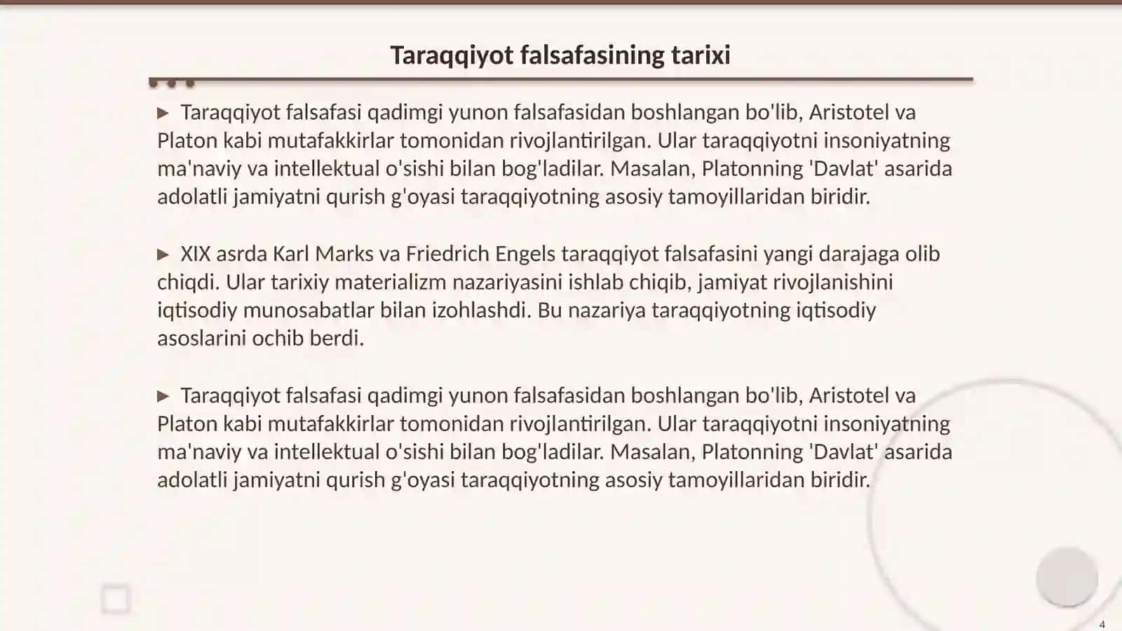 Rivojlanish va Taraqqiyot Falsafasi 4