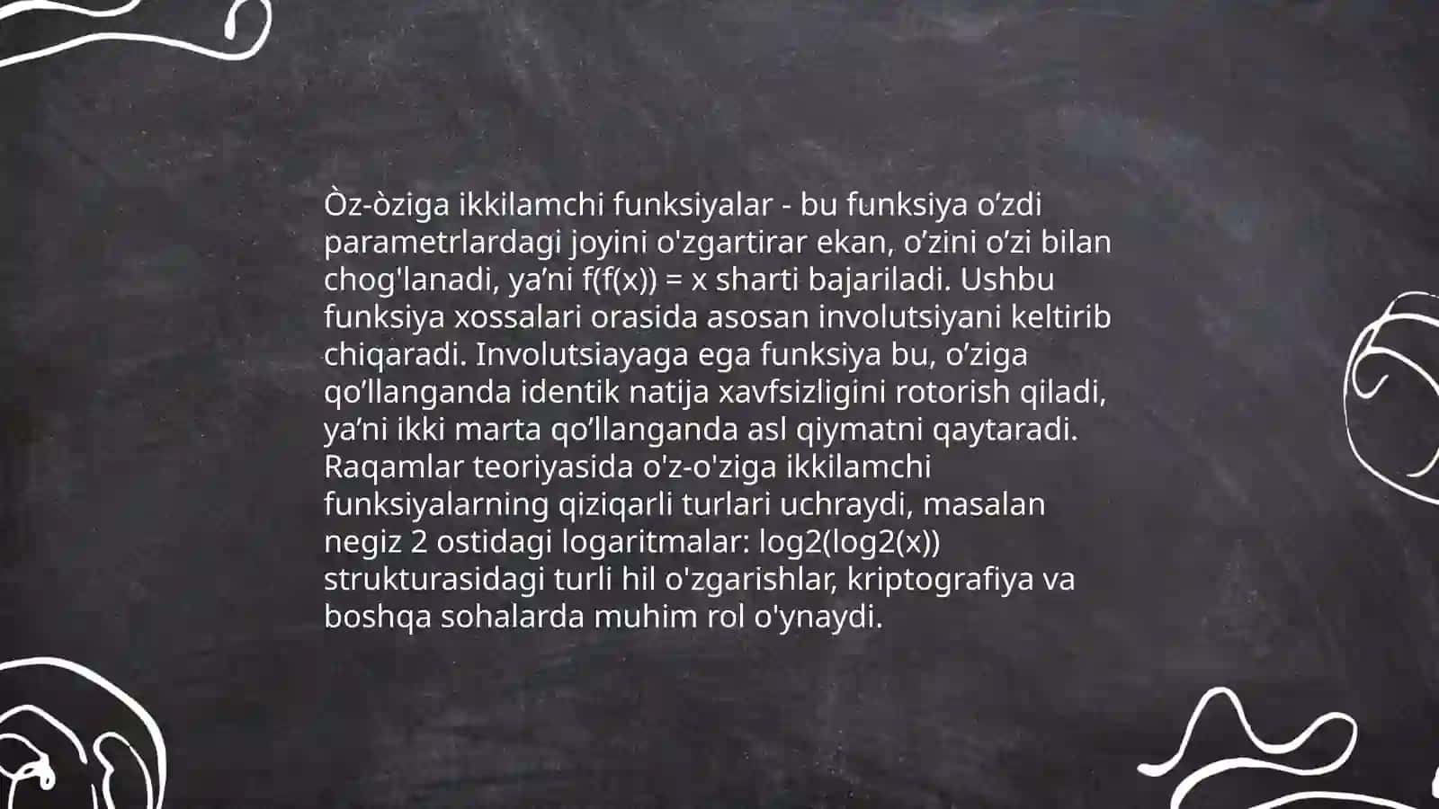 Òz-òziga ikkilamchi funksiyalar sinfi 4
