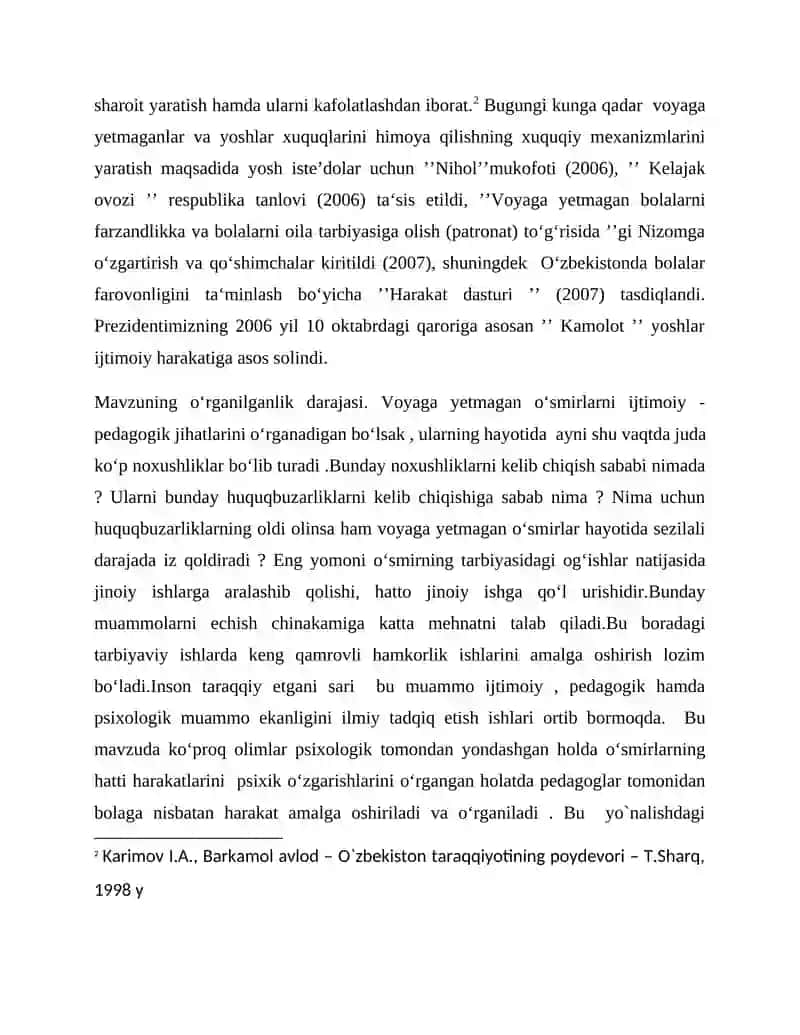 BOB VOYAGA YETMAGAN BOLALARDA HUQUQBUZARLIKLARNING KELIB CHIQISH SABABLARI 4