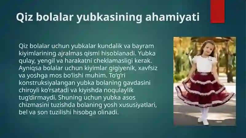 Qiz bolalar uchun yubkalar asos chizmasini konstruksiyalash 4
