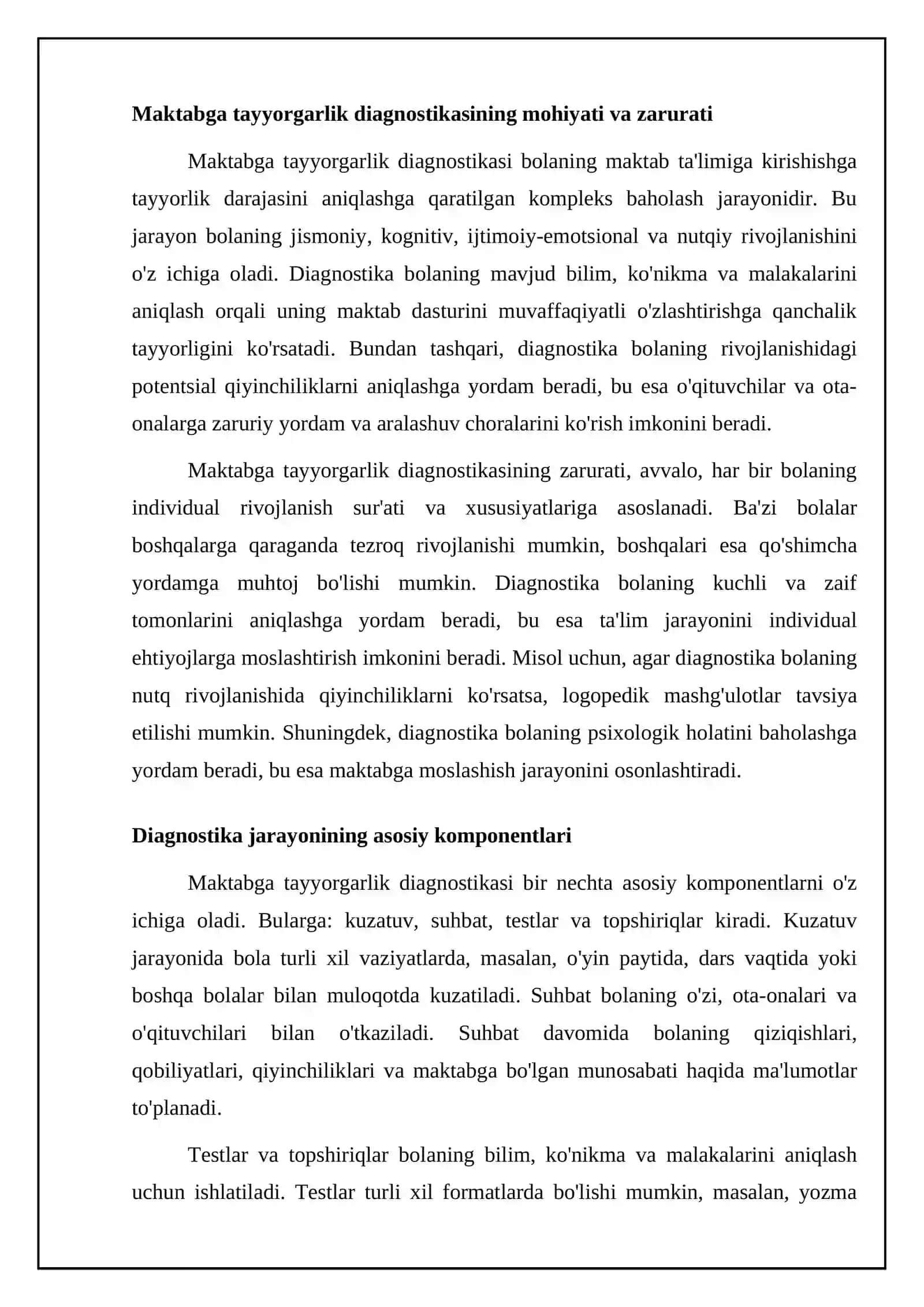 MAKTABGA TAYYORGARLIKNI ANIQLASH DIAGNOSTIKASI 4