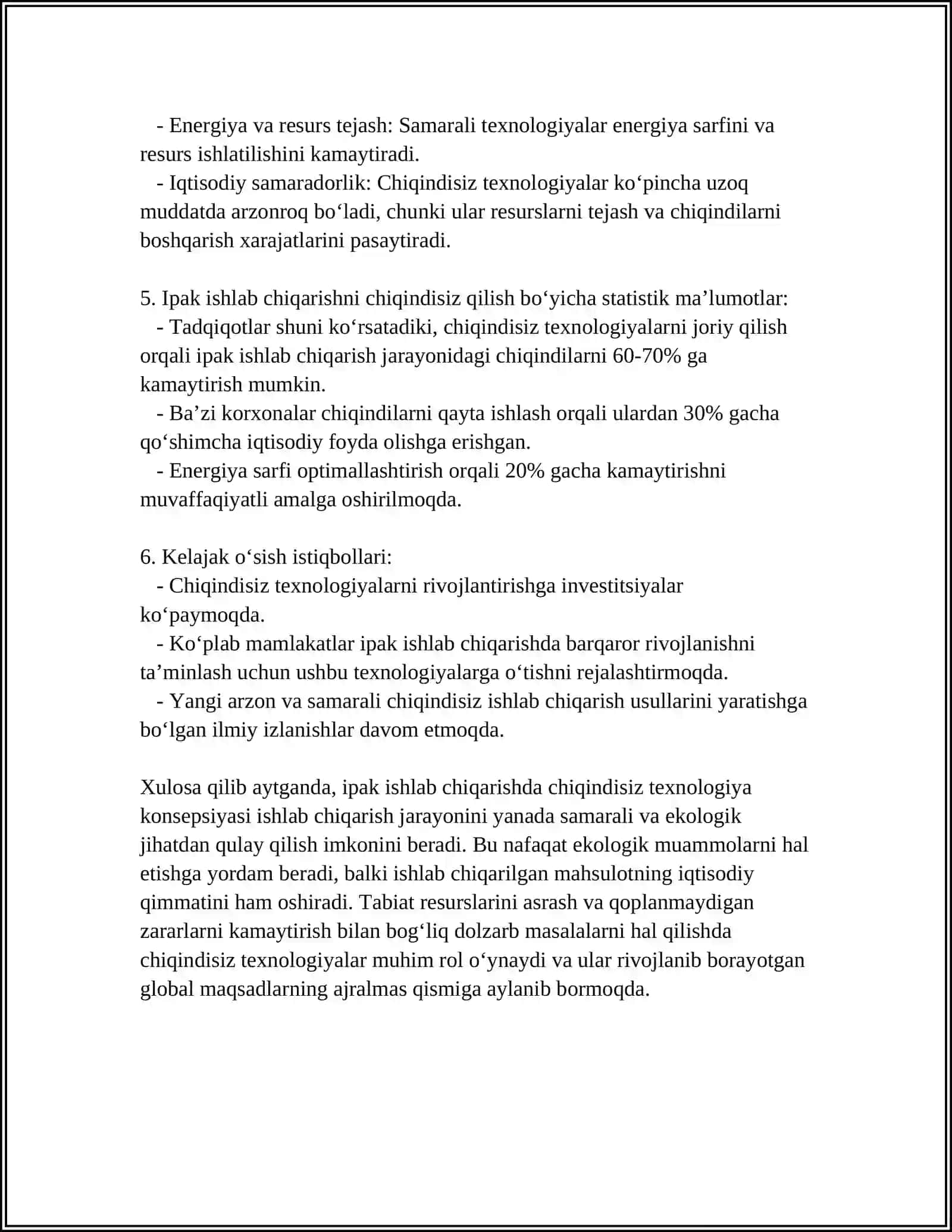 IPAK YIGIRISHDA CHIQINDISIZ TEXNALOGIYA YARATISH YOʻLLARI 4