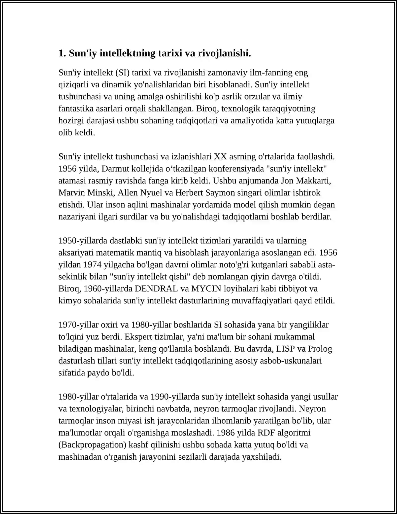 SUNʼIY INTELLEKTNI RIVOJLANISHI, IJOBIY VA SALBIY JIHATLARI 4