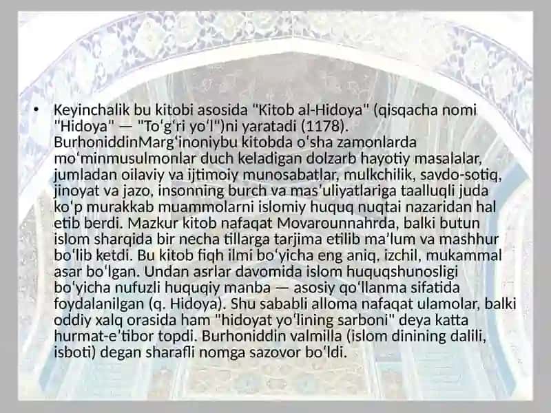 BURHONIDDIN MARGʻINONIY VA O’RTA OSIYO FIQH MAKTABI 4