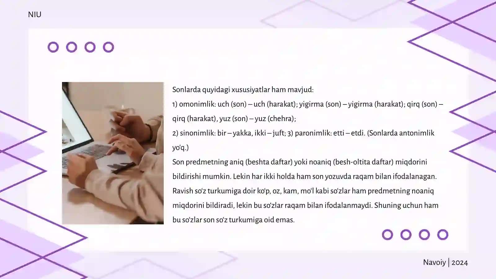Sonning ma'noturlari. Hisob so'zlar 4