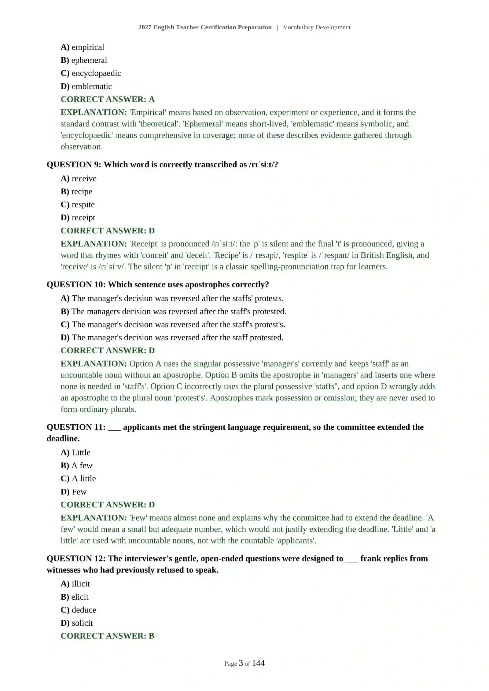 2027 English Teacher Certification Preparation | Vocabulary Development 4