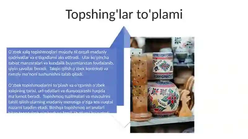O'zbek topishmoqlarini yig'ish va tahlil qilish 4