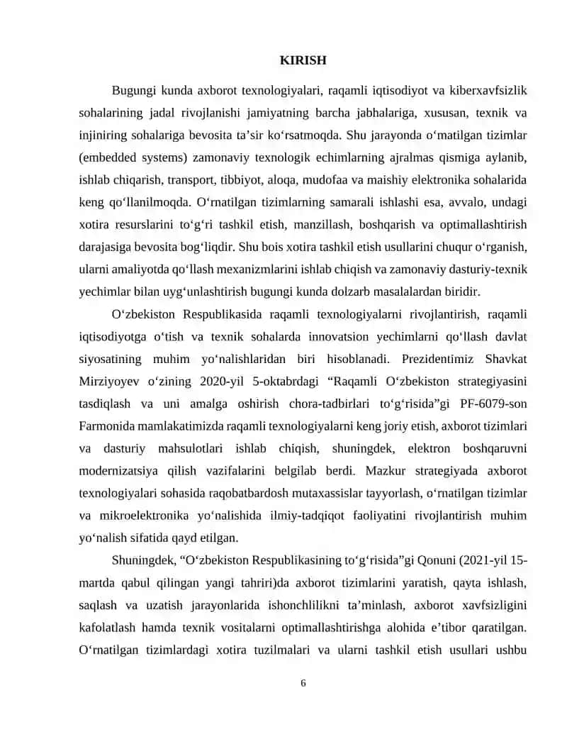 O‘RNATILGAN TIZIMLARDA XOTIRANI TASHKIL ETISH USULLARI 4