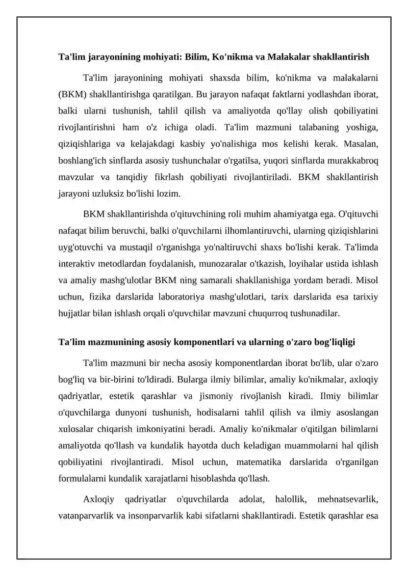 Ta'lim jarayoning mohiyati, mazmuni, tarbiya tamoyillari va metodlari 4