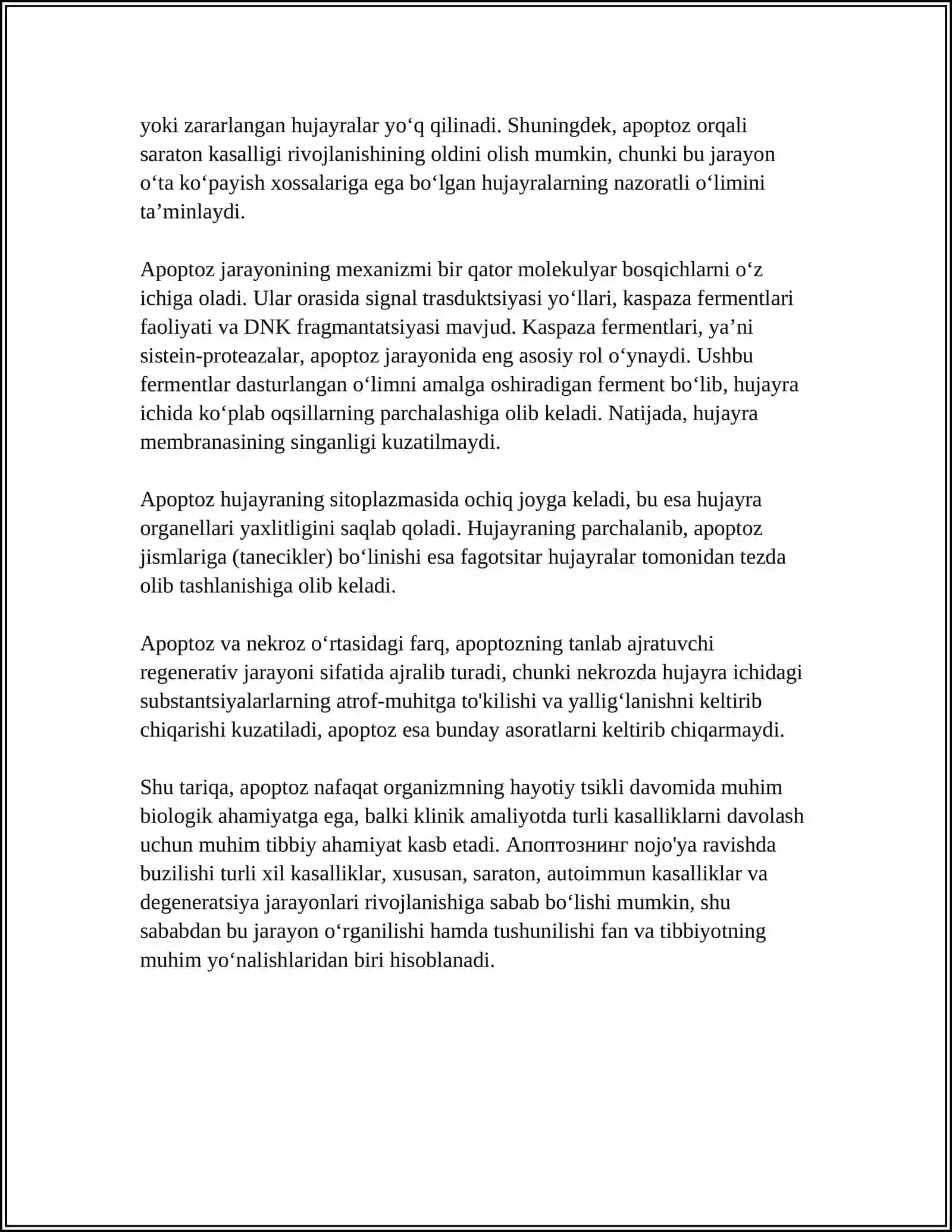 HUJAYRA APOPTOZI VA UNING BIOLOGIK AHAMIYATI 4