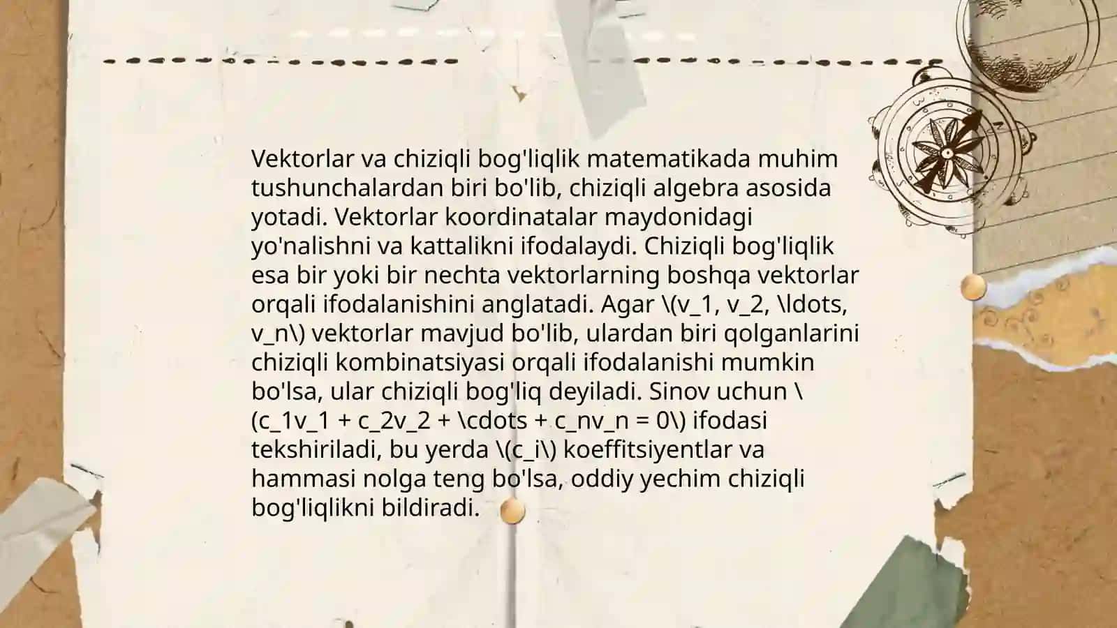 Chiziqli bog'liklik. Vektor fazoning bazisi 4