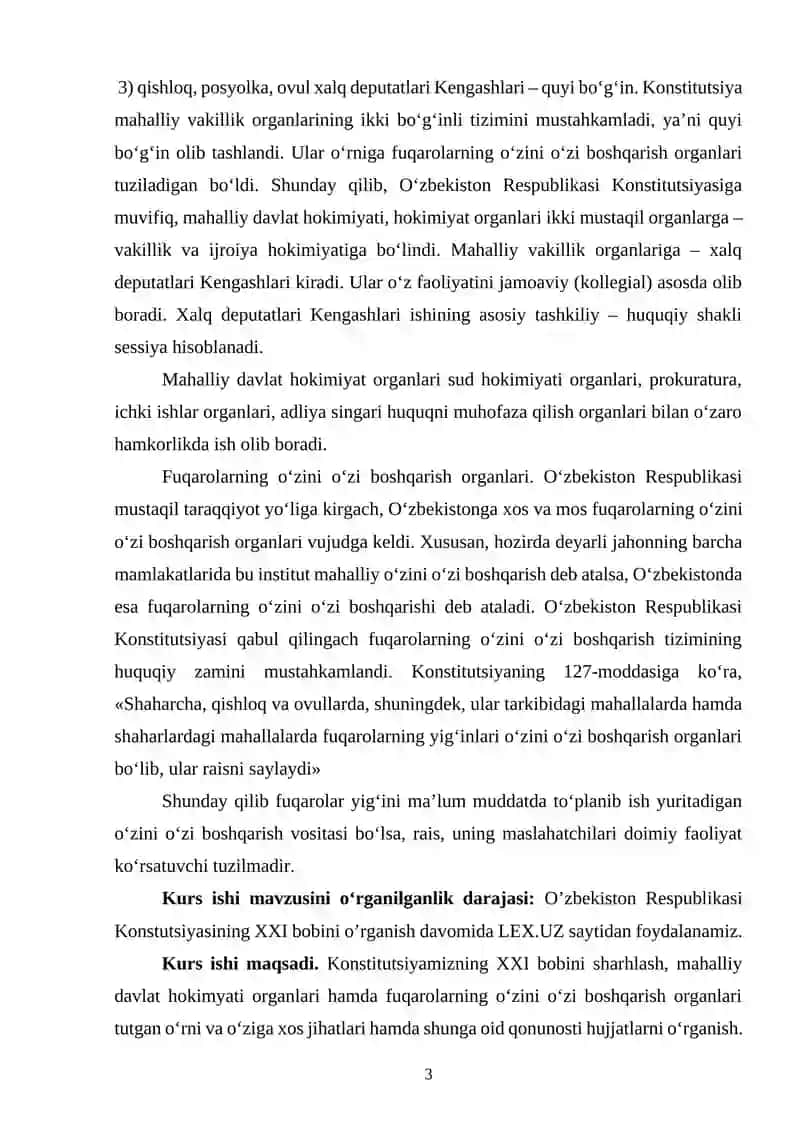Mahalliy davlat hokimiyati asoslari. Fuqarolarning o‘zini-o‘zi boshqarish organlari 4