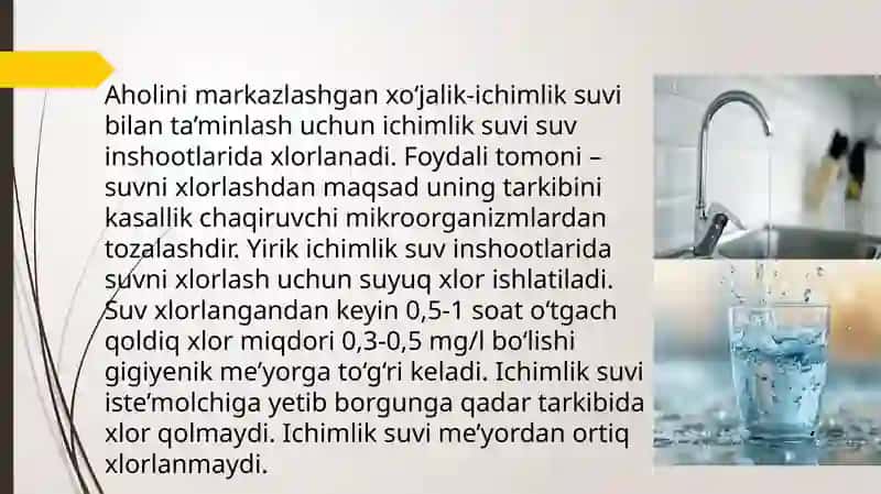 Ichimlik suviga qo‘yiladigan gigiyenik talablar 4