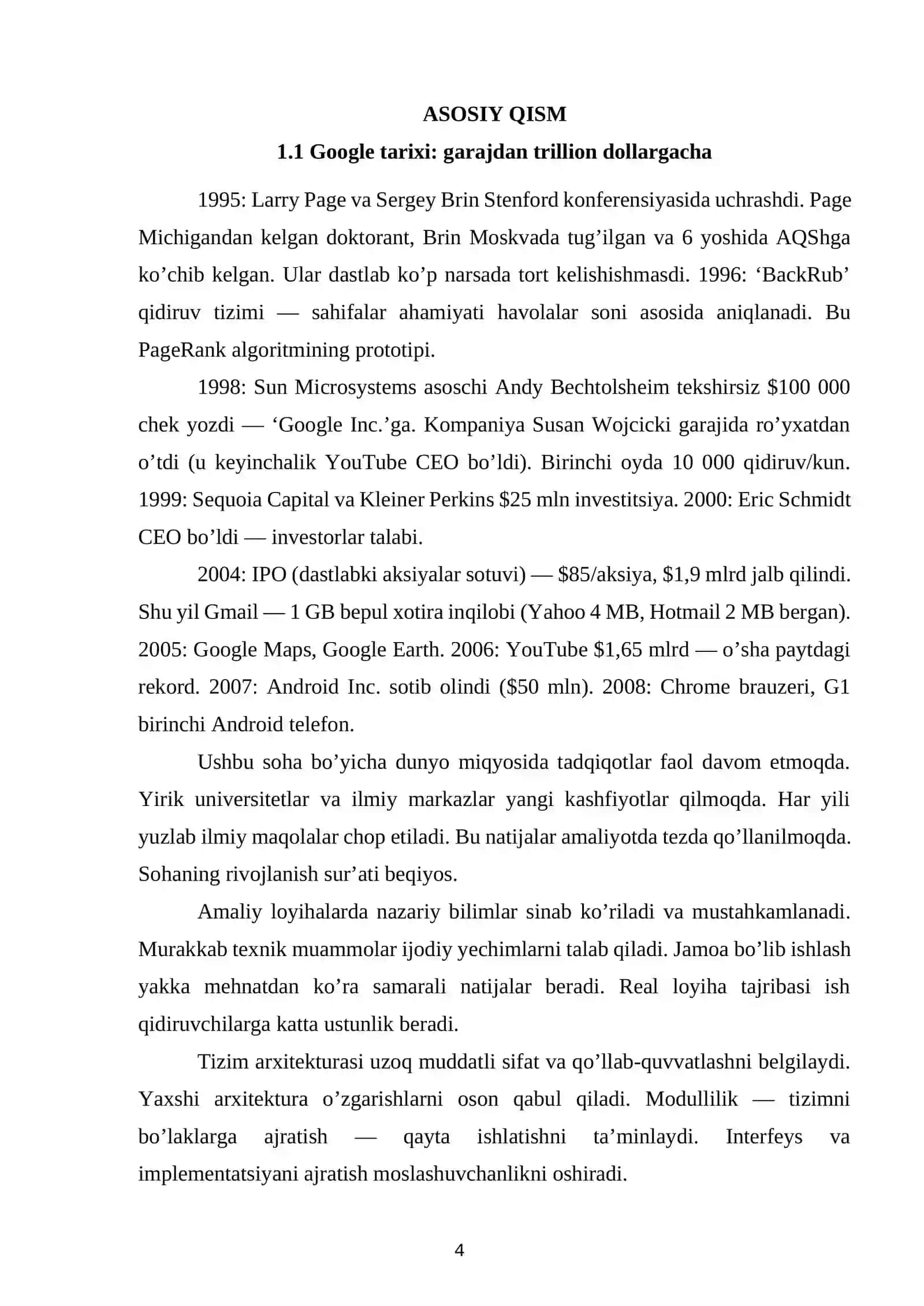 Google korporatsiyasi tarixi va hozirgi kundagi jamiyatdagi o'rni 4