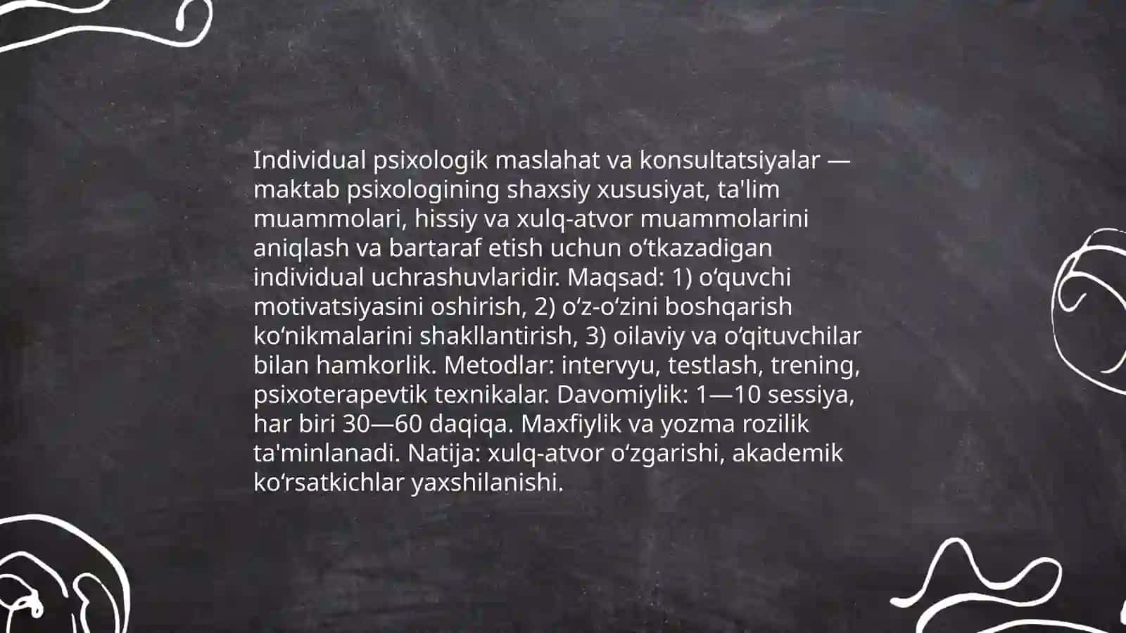 Maktab pisixologining asosiy faoliyat turi 4