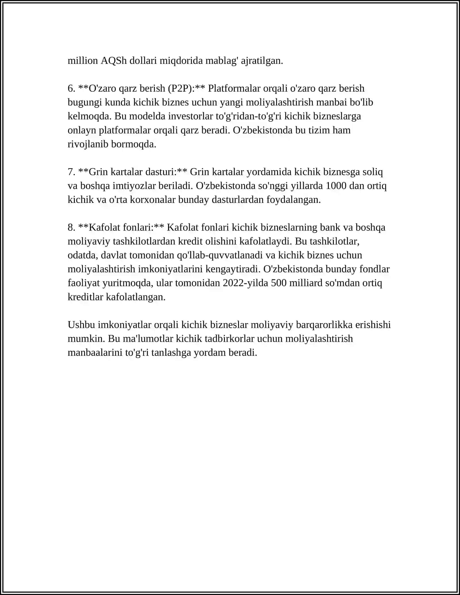 O’ZBEKISTONDA KICHIK BIZNES VA XUSUSIY TADBIRKORLIKNI RIVOJLANTIRISH MASALALARI 4