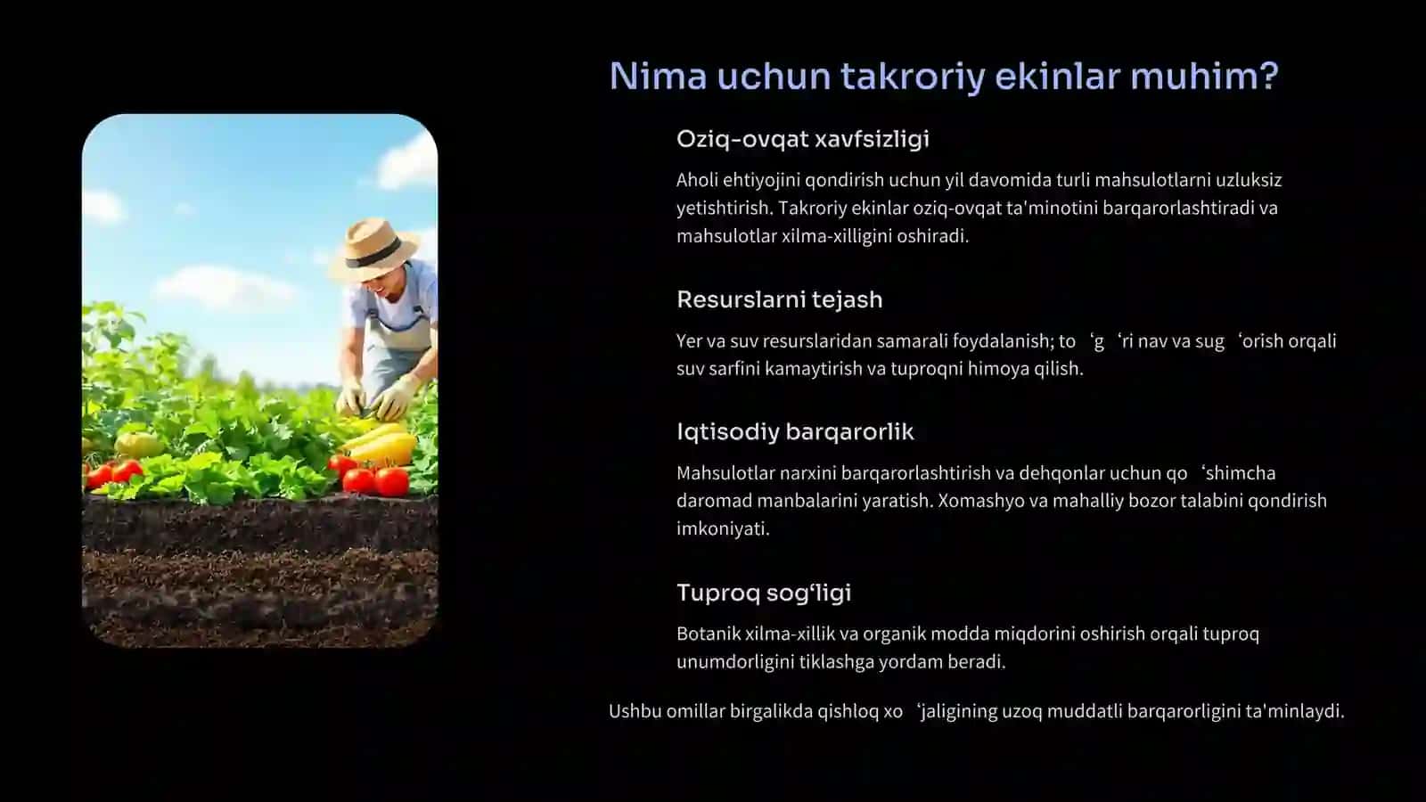 Takroriy ekinlar: Yer unumdorligini oshirish va hosildorlikni ko'paytirish 4
