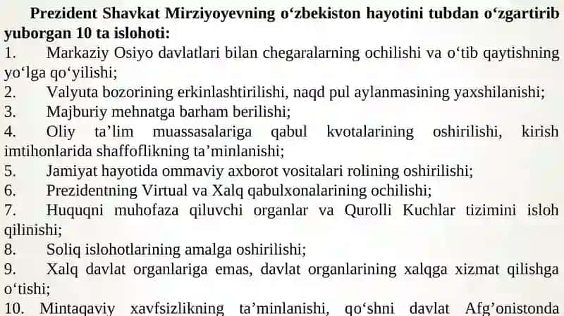 Yangi O‘zbekistonda Prezident Sh.M.Mirziyoyev rahbarligi va tashabbusi ostida amalga oshirilayotgan islohotlar. Yangi O‘zbekistonda xalqchil va insonparvar davlat qurishning ijtimoiy-siyosiy ahamiyati 4