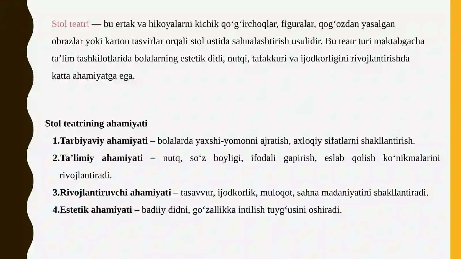 Maktabgacha ta'lim tashkilotida stol teatrni tashkil qilish 4