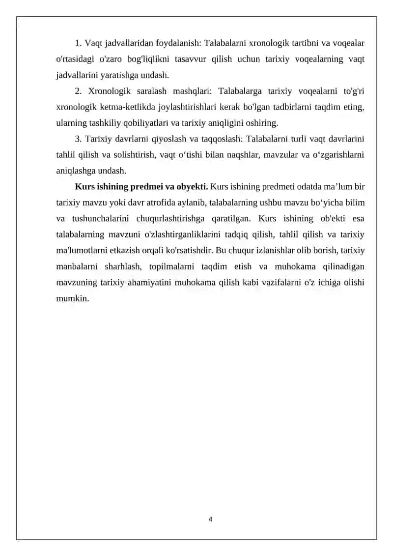 Tarix darslarida xronologik ko'nikmalarni shakllantirish usullari 4