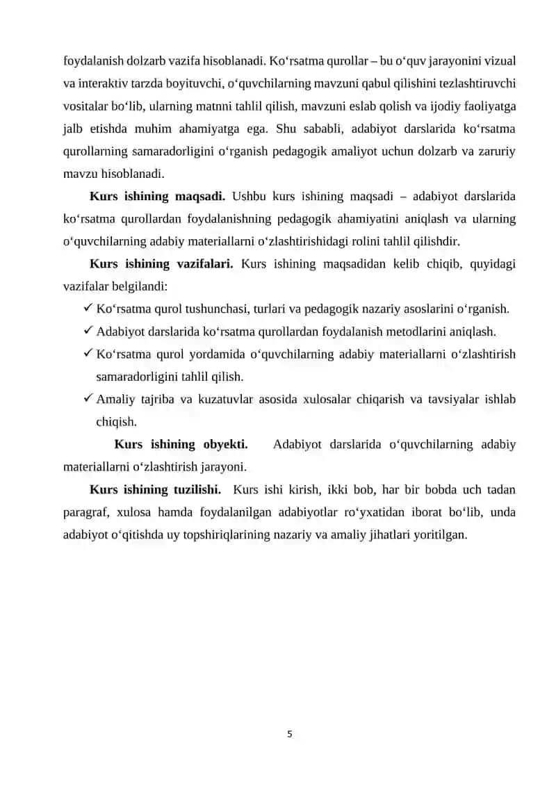 ADABIYOT DARSLARIDA ADABIY MATERIALLARNI O‘ZLASHTIRISHDA KO‘RSATMA QUROLNING O‘RNI 4