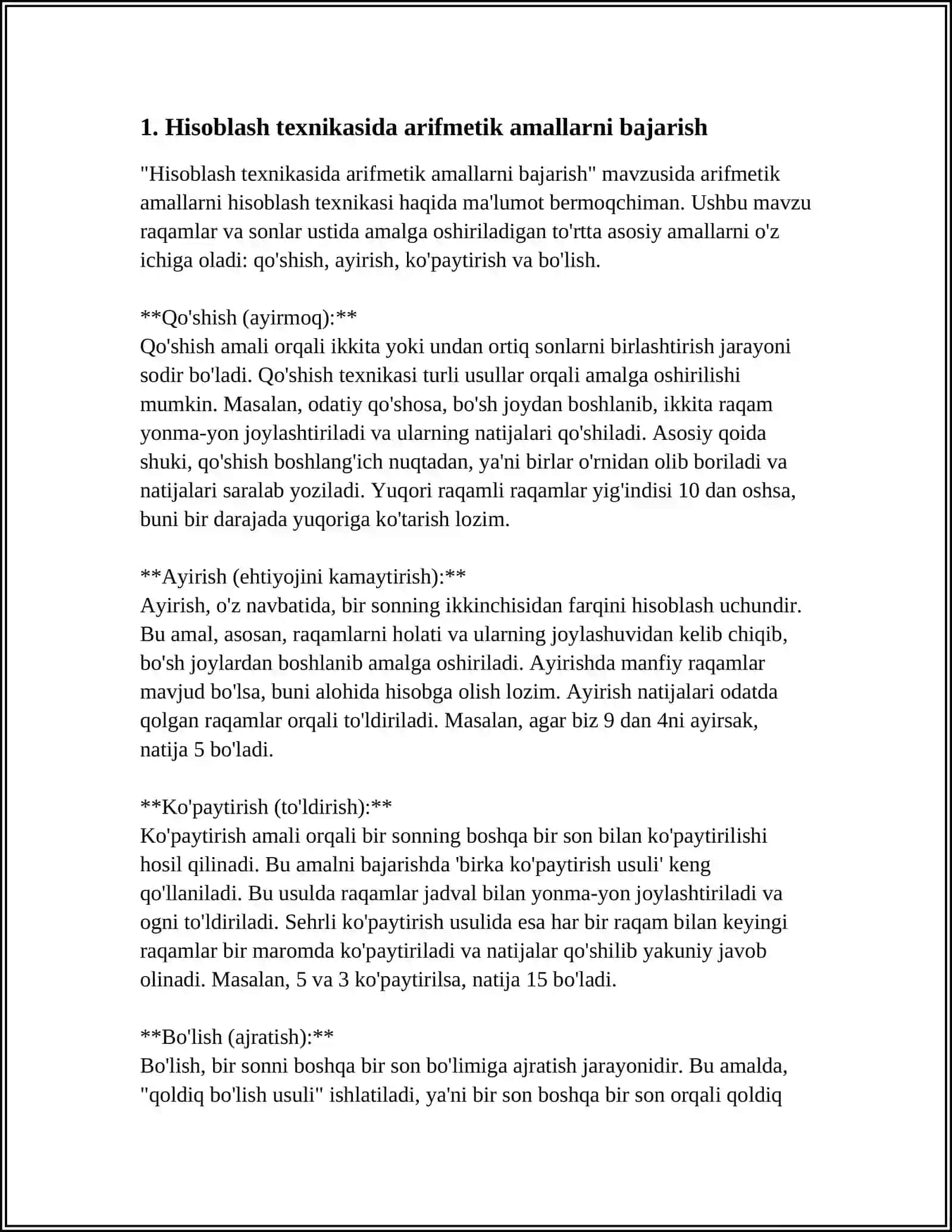 Hisoblash Texnikasida Axborotni Qayta Ishlashning Arifmetik Asoslari 4