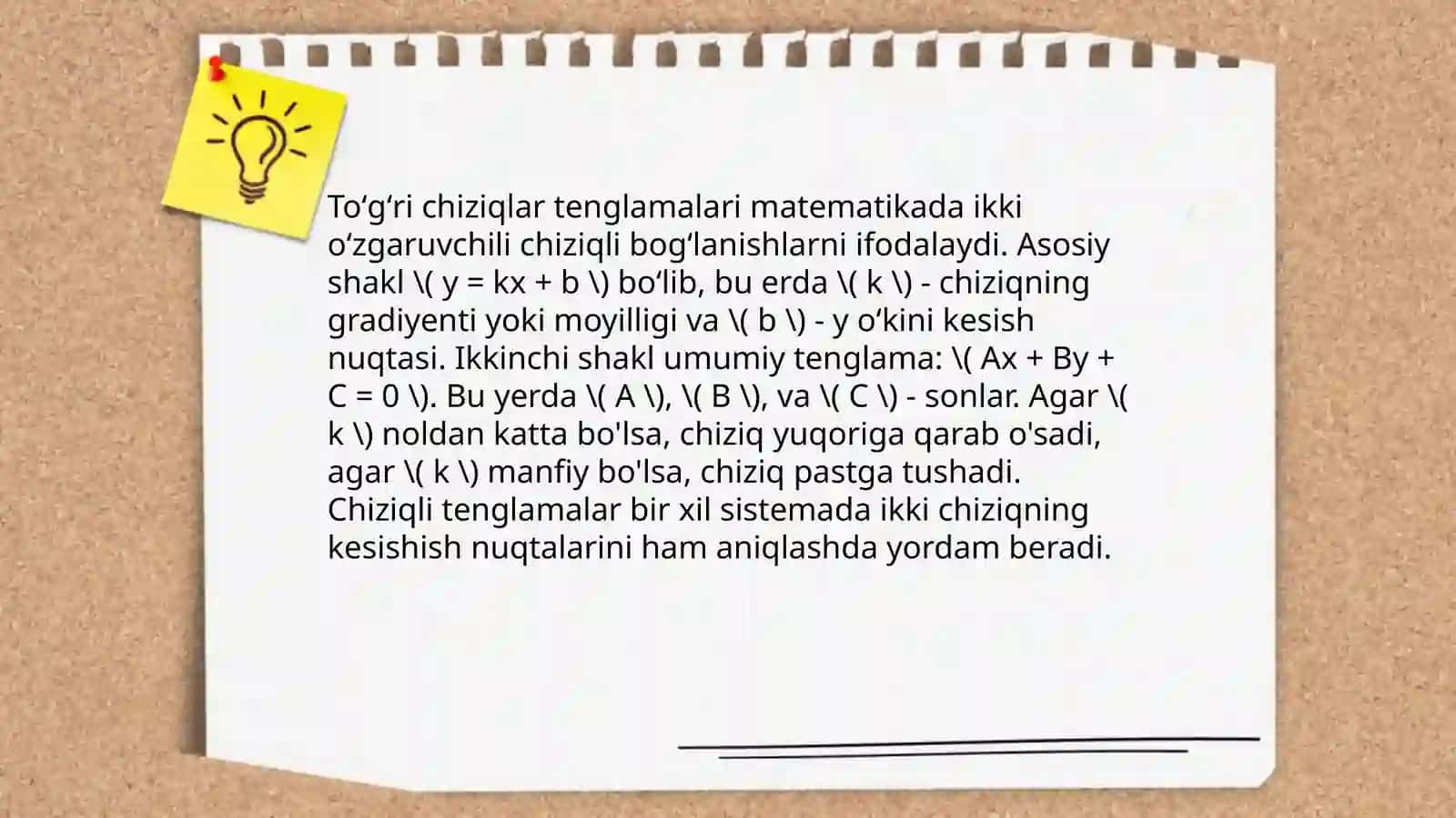Toʻgʻri chiziqlarning kesishish nuqtasi va uni topish usullari 4