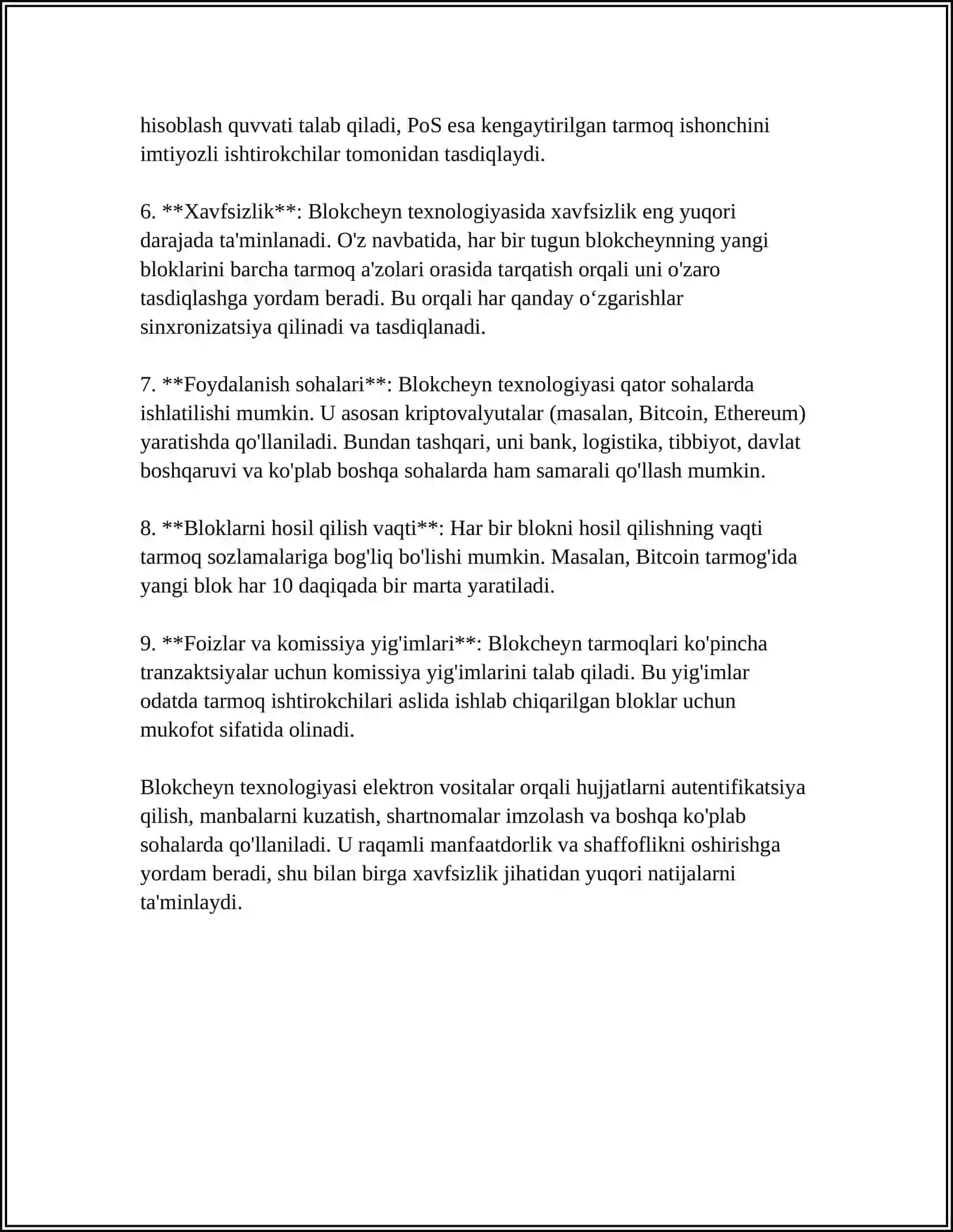 BLOKCHEYN TEXNOLOGIYASI VA UNDAN FOYDALANISH YOʻLLARI 4