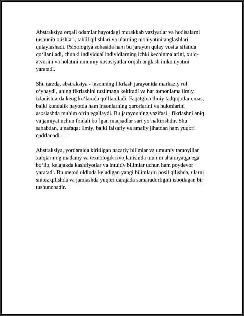 ABSTRAKSIYA TUSHUNCHASI. XULOSA VA HUKM 4
