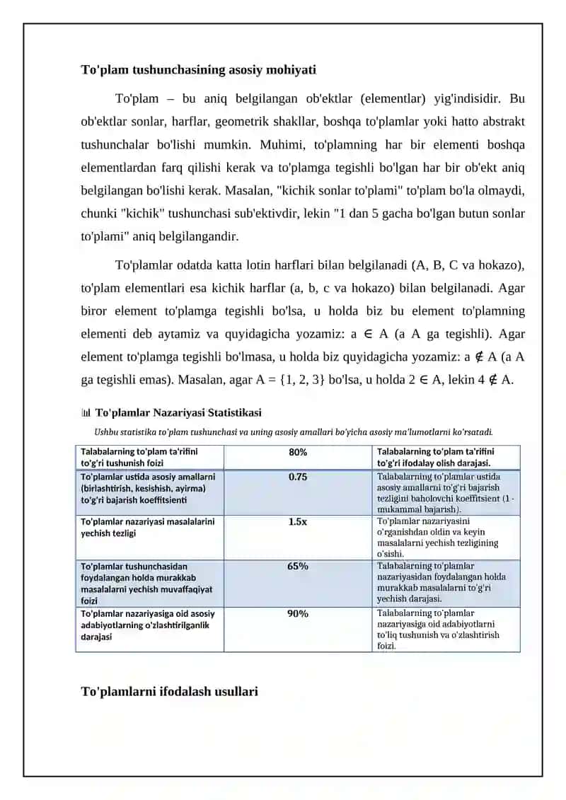 Toʻplam ta'rifi. Toplamlar ustida amallar 4