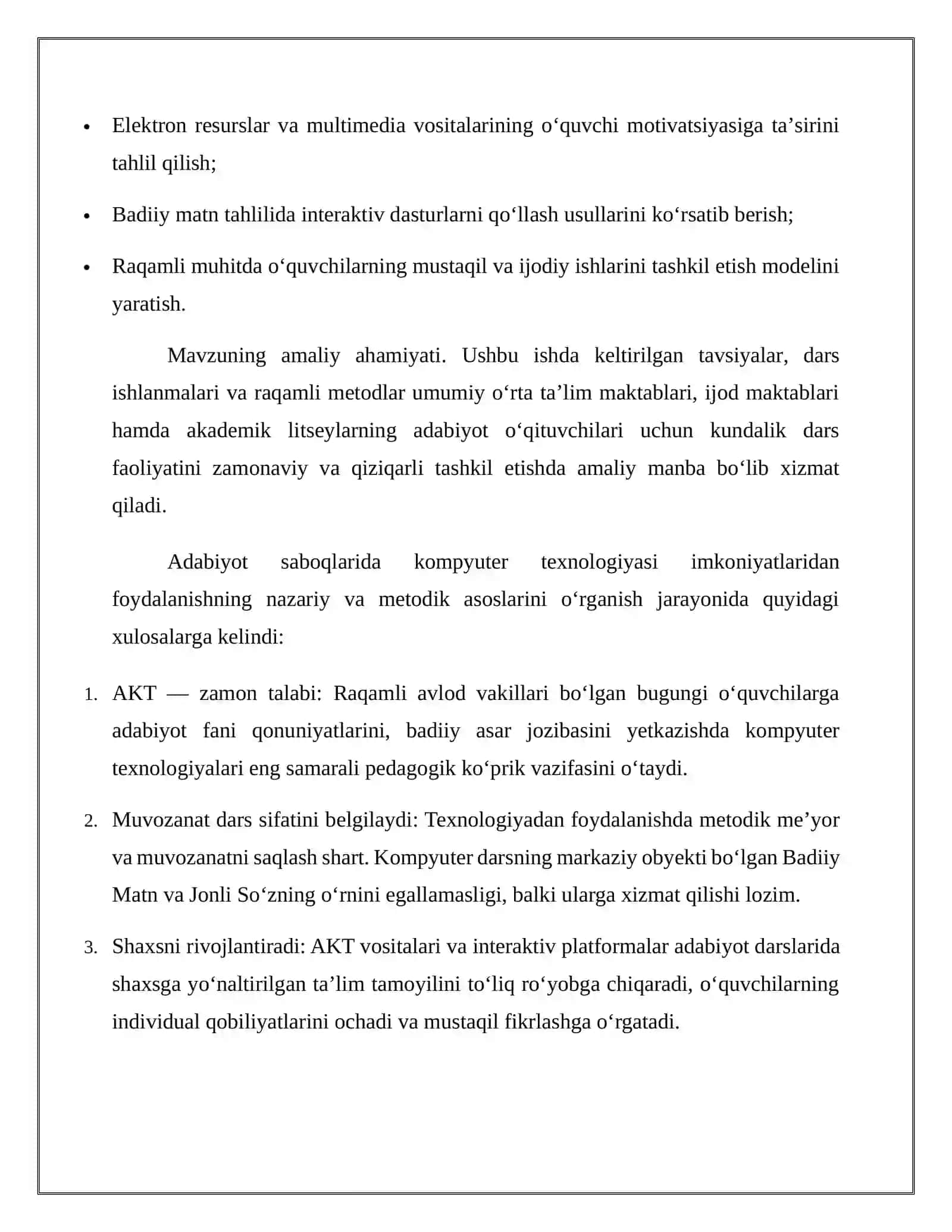 “Adabiyot saboqlarida kompyuter texnologiyasi imkoniyatlaridan foydalanish” mavzusida MUSTAQIL ISH 4