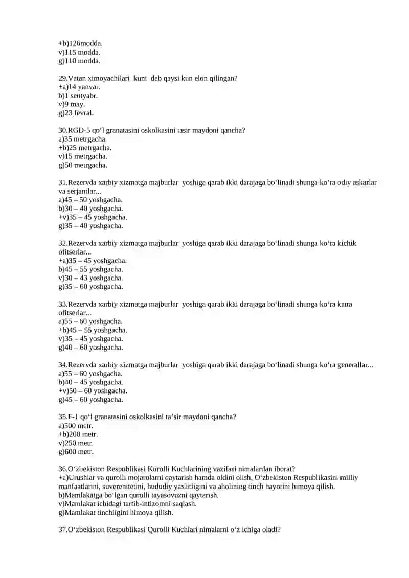 CHQBT fanidan test savollari 4