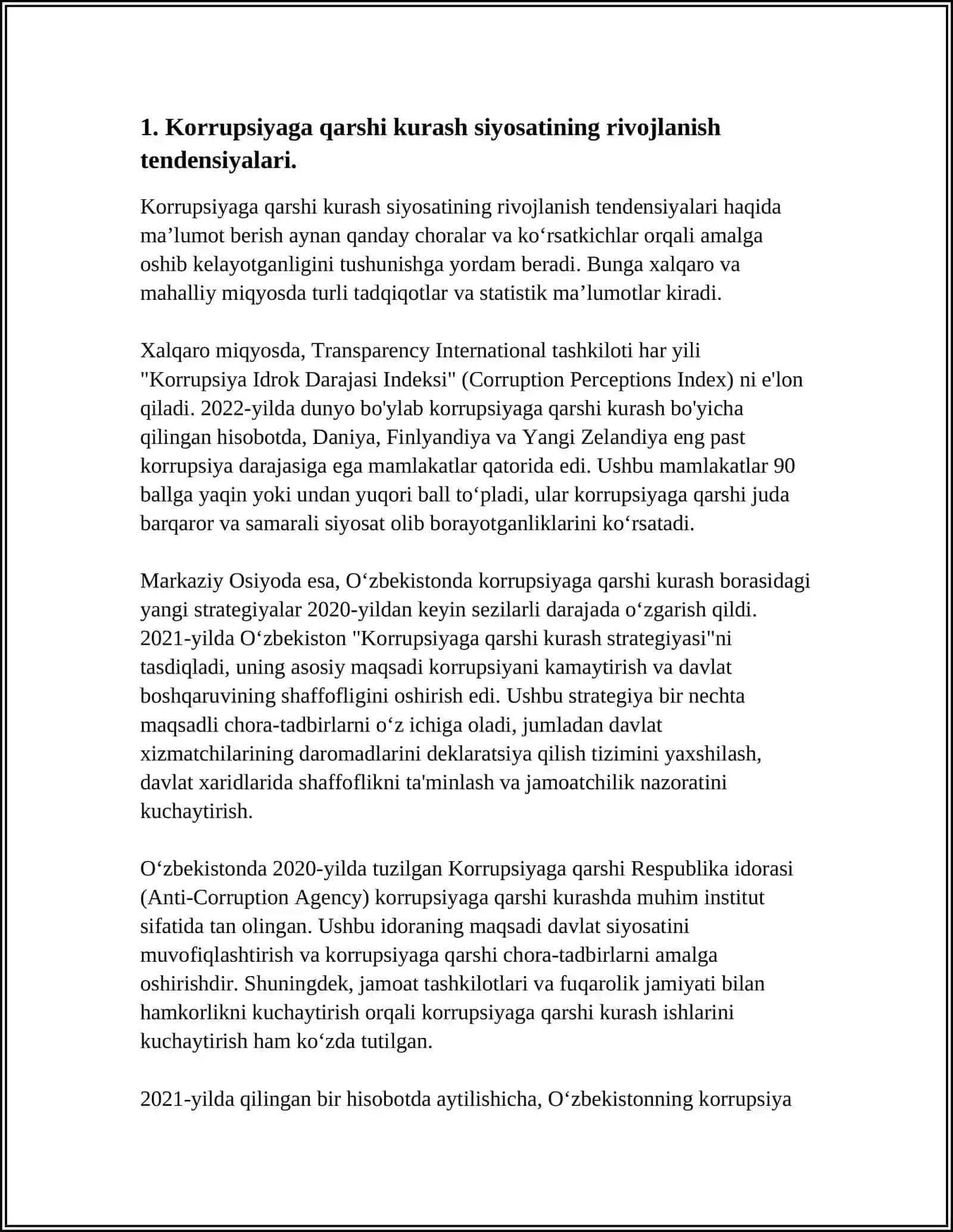 KORRUPSIYAGA QARSHI KURASH SIYOSATINING RIVOJLANISH TENDENSIYASI VA XORIJIY TAJRIBA 4