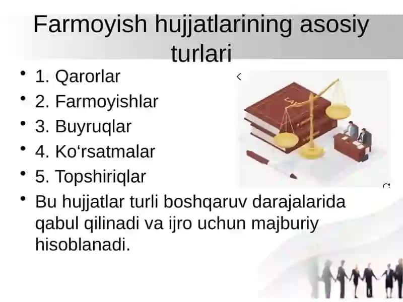 Farmoyish hujjatlarining turlari 4