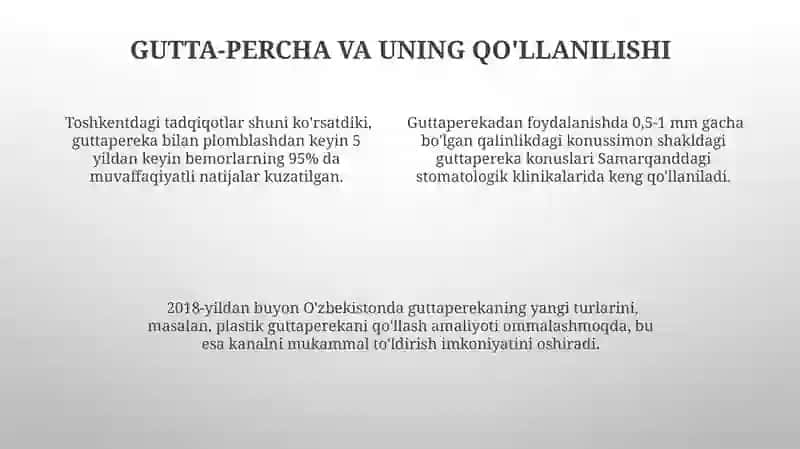Ildiz kanallarni doimiy plombalashda qoʻllaniladigan vositalar 4