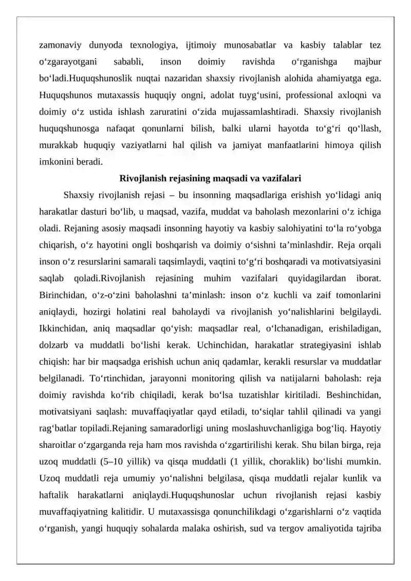 Huquqshunoslikda rivojlanish rejasini tuzish 4