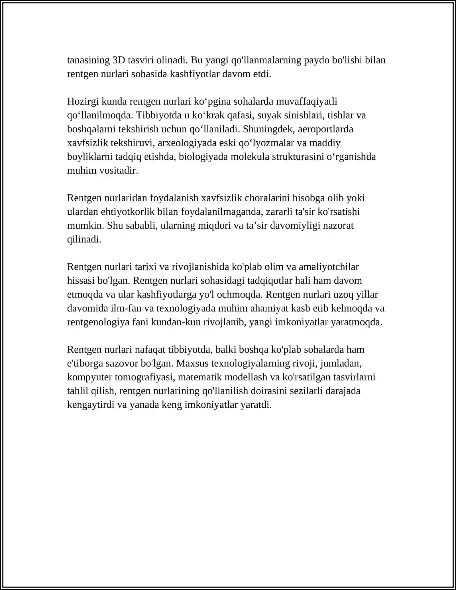 RENTGEN NURLARIDAN TIBBIYOTDA FOYDALANISH 4