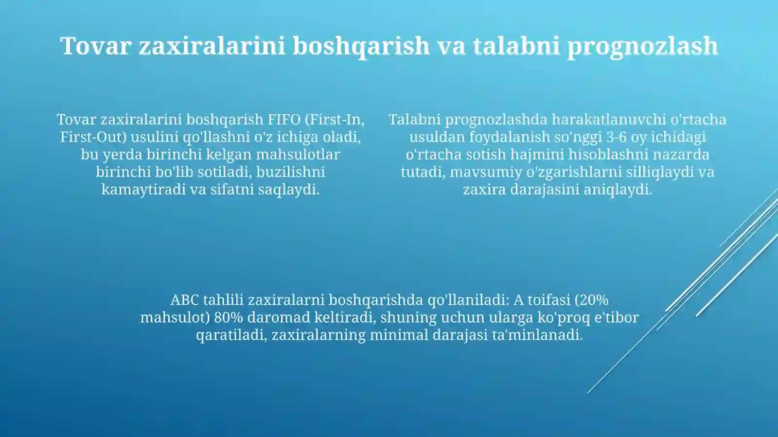 Ovqatlanish korxonalarining tovar aylanishini va ishlab chiqarishni rejalashtirish 4