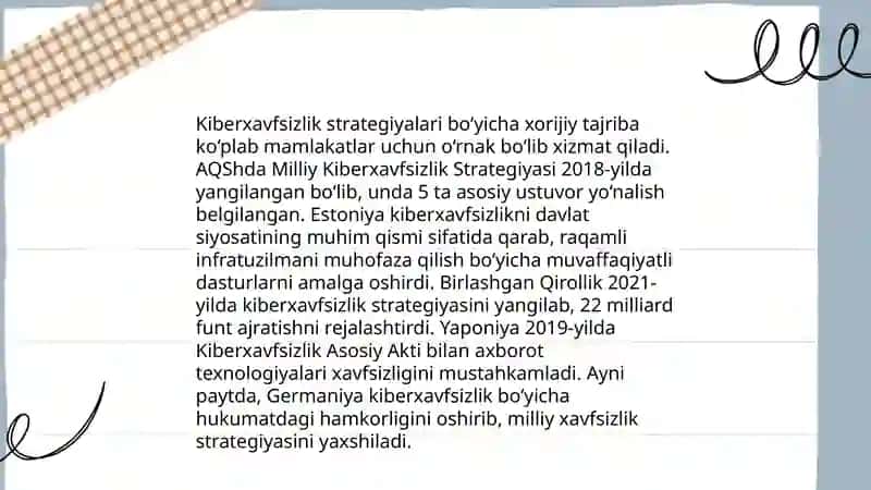 Kiberxavfsizlik yuzasidan xalqaro hujjatlar va chet el mamlakatlari tajribasi 4