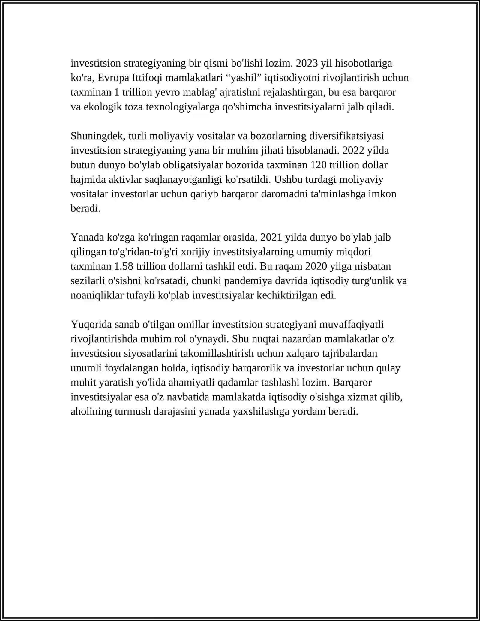 KORXONANING INVESTITSION FAOLIYATINI SAMARADORLIGINI OSHIRISH YO'LLLARI 4