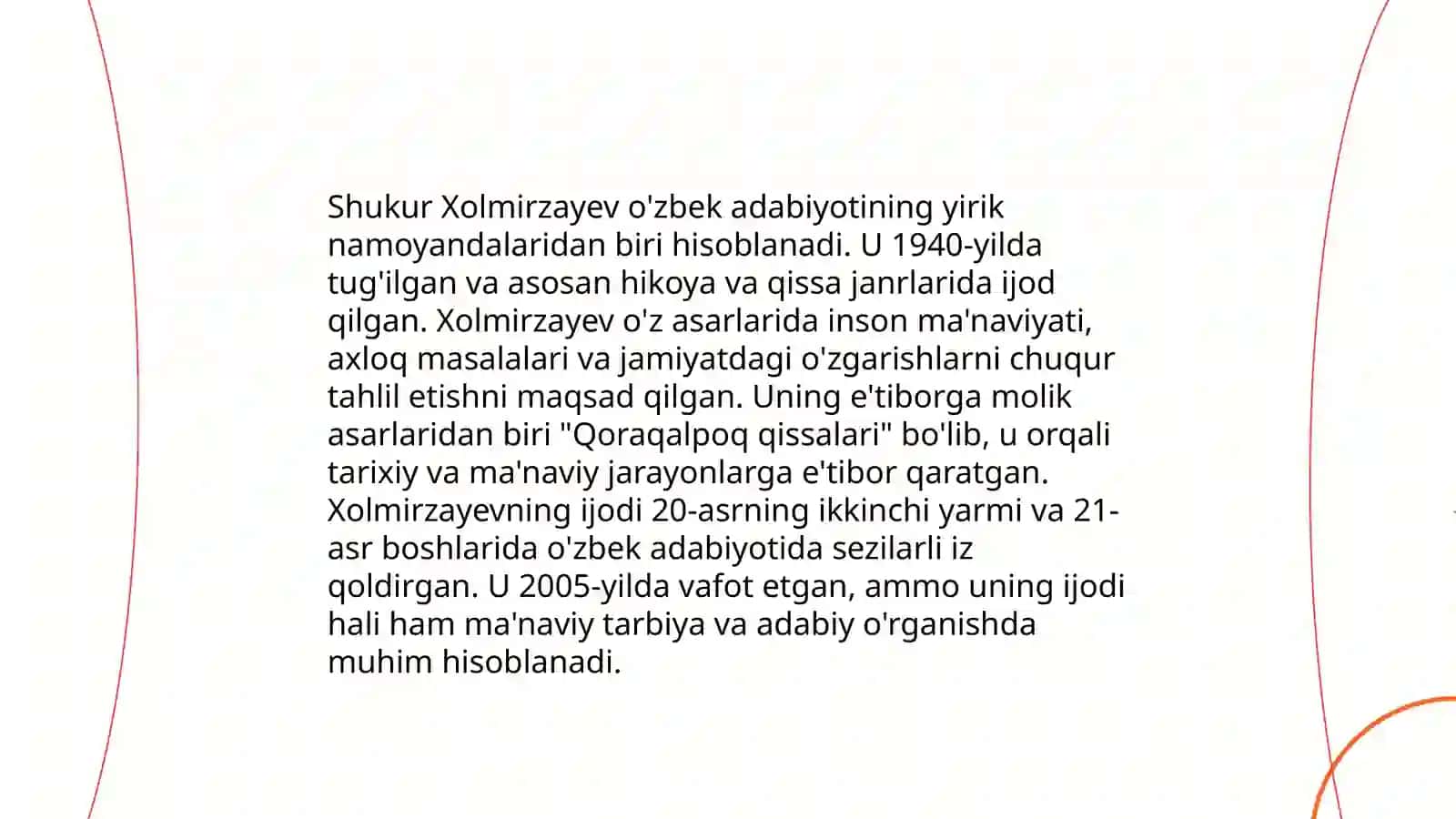 Shukur Xolmirzayev hayoti va ijodi. Asarlari tahlili 4