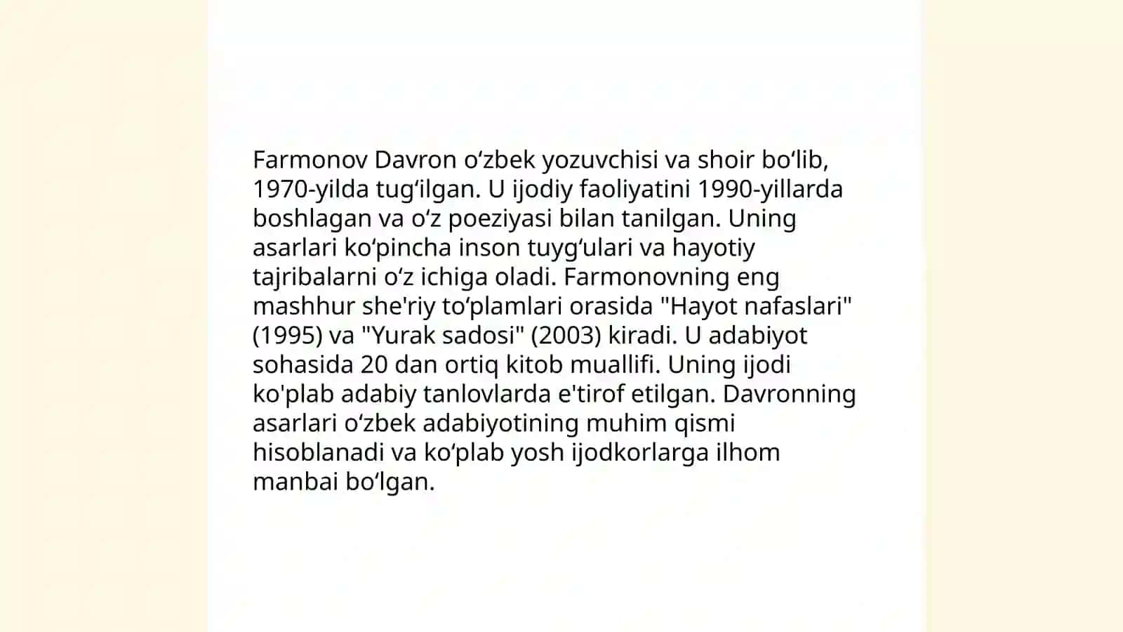 Farmonov Davronning hayoti 4