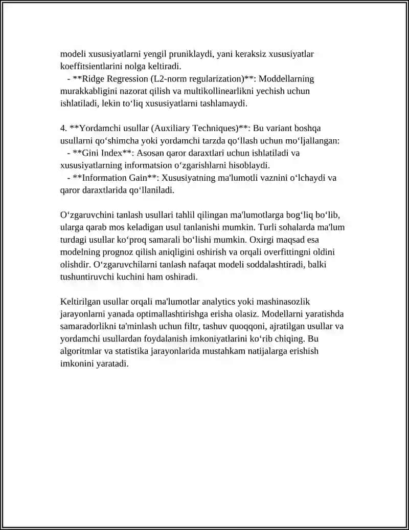 KO‘P O‘ZGARUVCHILI REGRESSIYA MODELLARINING QO‘LLANILISHI 4