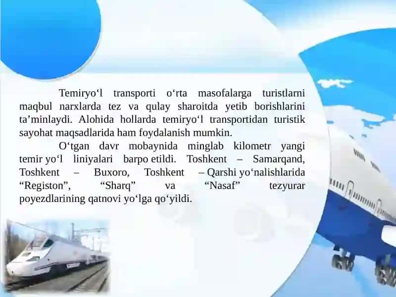 TURIZM SOHASIDA TRANSPORT XIZMATLARI 4